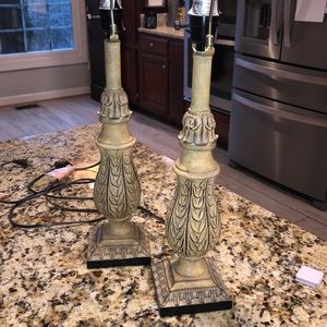 Two lamps, carved, Two-tone brown
